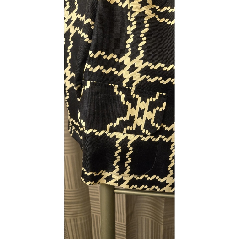 Pendleton Silk Navy Geometric Diamond Open Front Blazer Jacket Size 12 - Picture 3 of 8